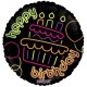 Palloncino Mylar 45 cm. R - Birthday Cupcake Neon Gellibean