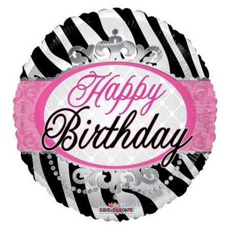 Palloncino Mylar 45 cm. R - Birthday Zebra Print