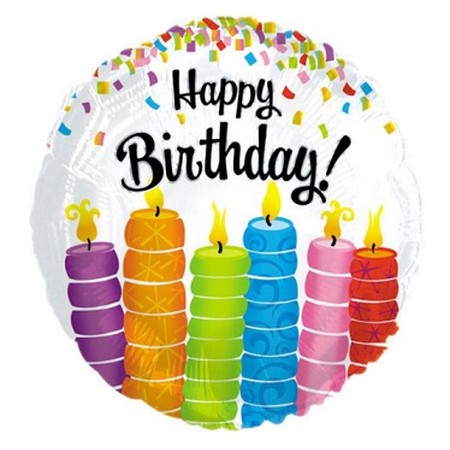 Palloncino Mylar 45 cm. R - Happy Birthday Colorful Candles 