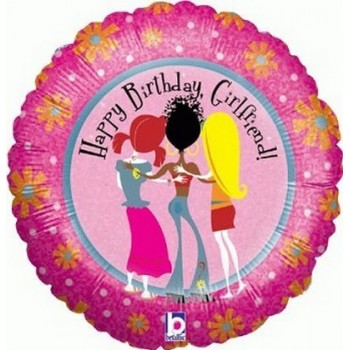 Palloncino Mylar 45 cm. R - Happy Birthday Girlfriend Holographic