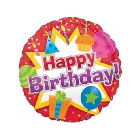 Palloncino Mylar 45 cm. R - Happy Birthday Icons