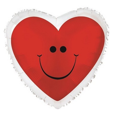 Palloncino Mylar 45 cm. Red Smiley Heart