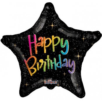 Palloncino Mylar 45 cm. S - Birthday Multicolor Star