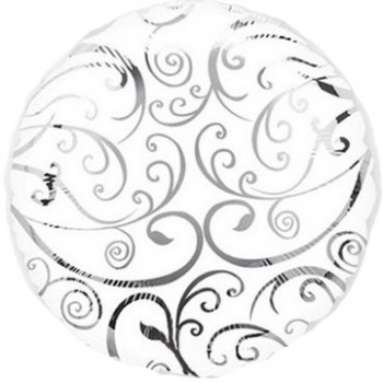 Palloncino Mylar 45 cm. Silver Swirl