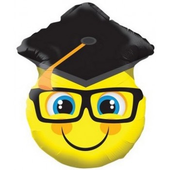 Palloncino Mylar 45 cm. Smiley With Grad Cap Shape