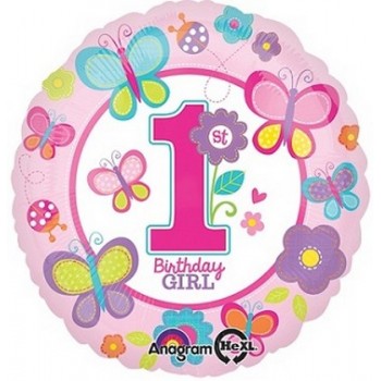 Palloncino Mylar 45 cm. Sweet Birthday Girl 1° Pink