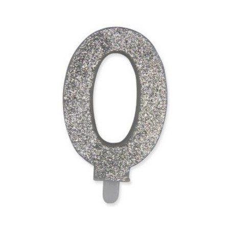 Candelina Glitter Argento 0 H. 9 cm.