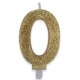 Candelina Glitter Oro 0 H. 9 cm.