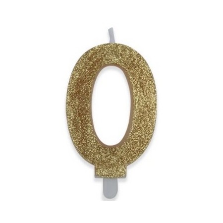 Candelina Glitter Oro 0 H. 9 cm.