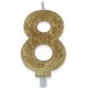 Candelina Glitter Oro 8 H. 9 cm.