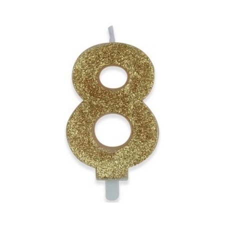 Candelina Glitter Oro 8 H. 9 cm.