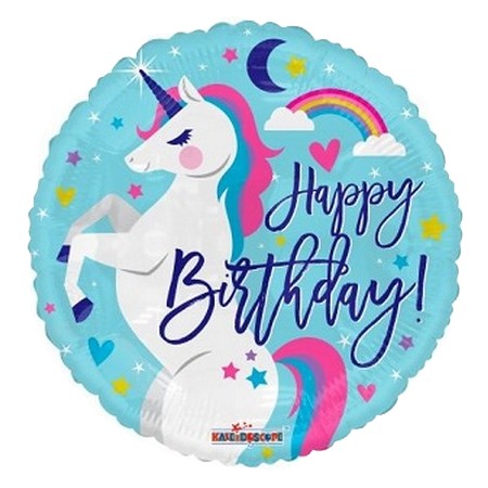 Palloncino Mylar 45 cm. Birthday Unicorn