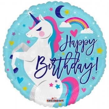 Palloncino Mylar 45 cm. Birthday Unicorn