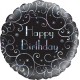 Palloncino Mylar 45 cm. R - Birthday Black Swirls Holographic