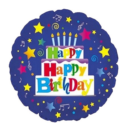 Palloncino Mylar 45 cm. R - Happy Birthday Blue Cake