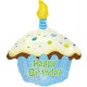 Palloncino Mylar 45 cm. T - Birthday Blue Cupcake Shape