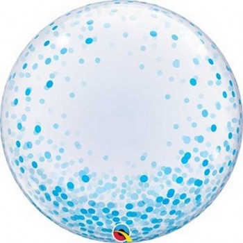 Palloncino Bubble 61 cm. Confetti Azzurri