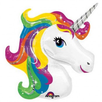 Palloncino Mylar Super Shape 83 cm. Rainbow Unicorn Head