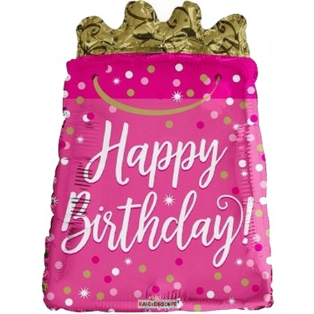 Palloncino Mylar 45 cm. F - Happy Birthday Gift Bag Shape