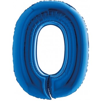 Palloncino Mylar Numero Maxi Blu 0 - 100 cm.