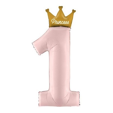 Palloncino Mylar Numero Maxi Rosa 1 - 117 cm. Princess