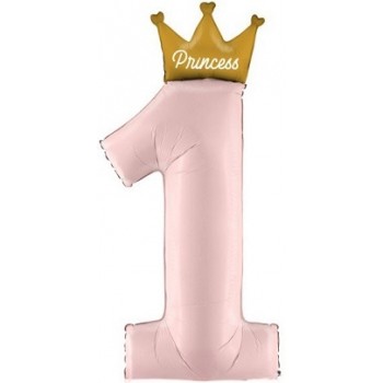 Palloncino Mylar Numero Maxi Rosa 1 - 117 cm. Princess