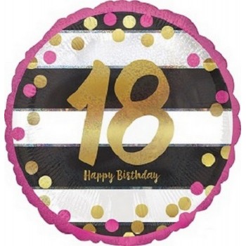 Palloncino Mylar 45 cm. 18° Pink & Gold Milestone