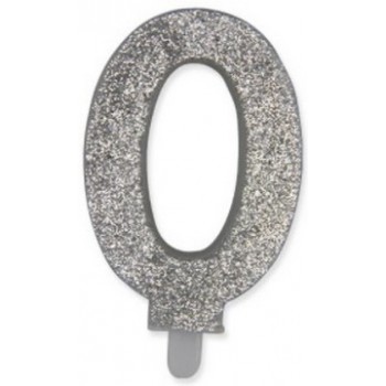 Candelina Glitter Argento 0 H. 9 cm.