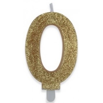 Candelina Glitter Oro 0 H. 9 cm.