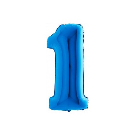 Palloncino Mylar Numero Medio Blu 1 - 36 cm.