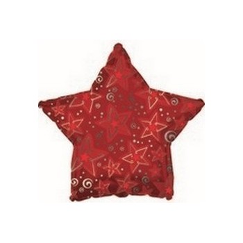 Palloncino Mylar Mini Shape 22 cm. Red Patterned Star