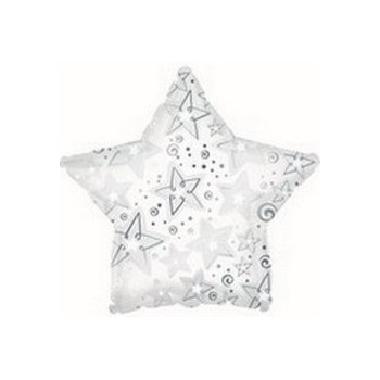 Palloncino Mylar Mini Shape 22 cm. White Patterned Star