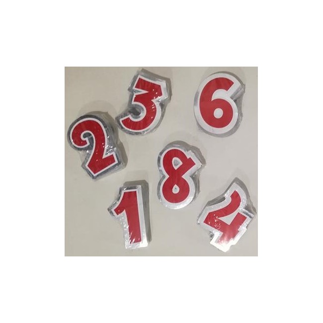 Numeri adesivi per palloncini, h 5,5 cm. 48 Etichette, 6 colori x