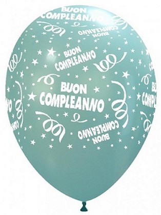 Palloncino in Lattice Rotondo 30 cm. Stampa Buon Compleanno Azzurro