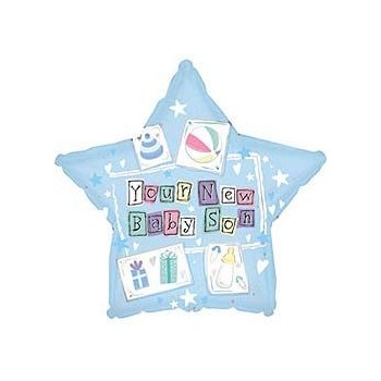 Palloncino Mylar Mini Shape 22 cm. Boy - New Baby Son Star