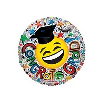 Palloncino Mylar Mini Shape 22 cm. Congrats Grad Smiley Holo