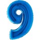 Palloncino Mylar Numero Medio Blu 9 - 36 cm.