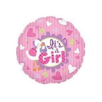 Palloncino Mylar Mini Shape 22 cm. Girl - It's A Girl Stork